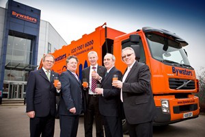 (left to right) John Glover, managing director, Bywaters; Mike Pusey, director, Bywaters; Jim Collins, managing director, Volvo Truck and Bus Centre London; Paul Askew, regional sales manager, Volvo Truck and Bus Centre London; and, David Rumble, strategic development manager, Bywaters